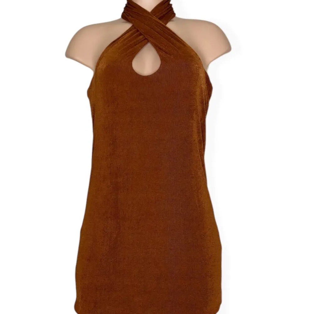 With Jean Lena Halter Dress in Brown
